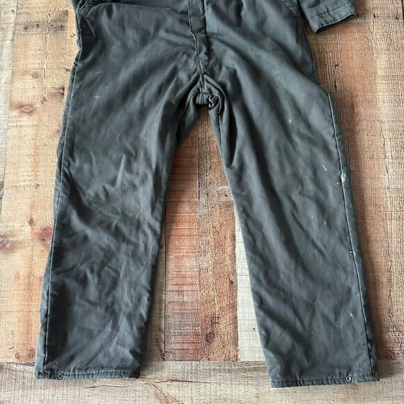 Vintage Big Smith Olive Green Insulated Coveralls With Red Lining & Zipper Front - Picture 4 of 16